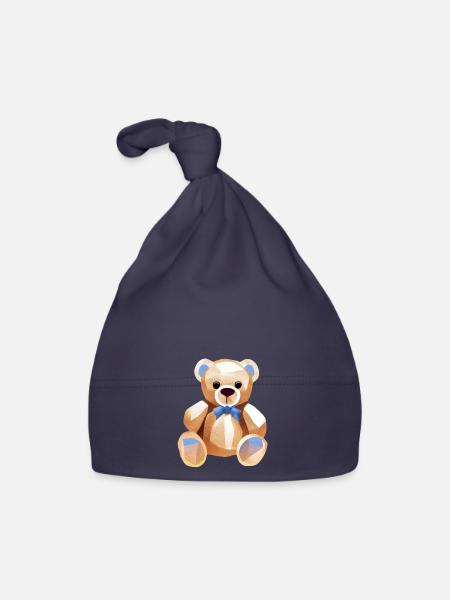 TEDDY BEAR - TEDDYBÄR - KUSCHELBÄR - PLÜSCHBÄR - Baby Bio-Mütze - Navy - Vorne
