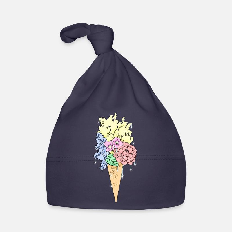 Glace aux fleurs - Bonnet bio Bébé - marine