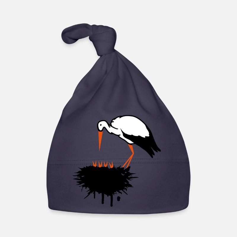 Storch und sein Nest mit Nachwuchs Graffiti Baby Bio-Mütze