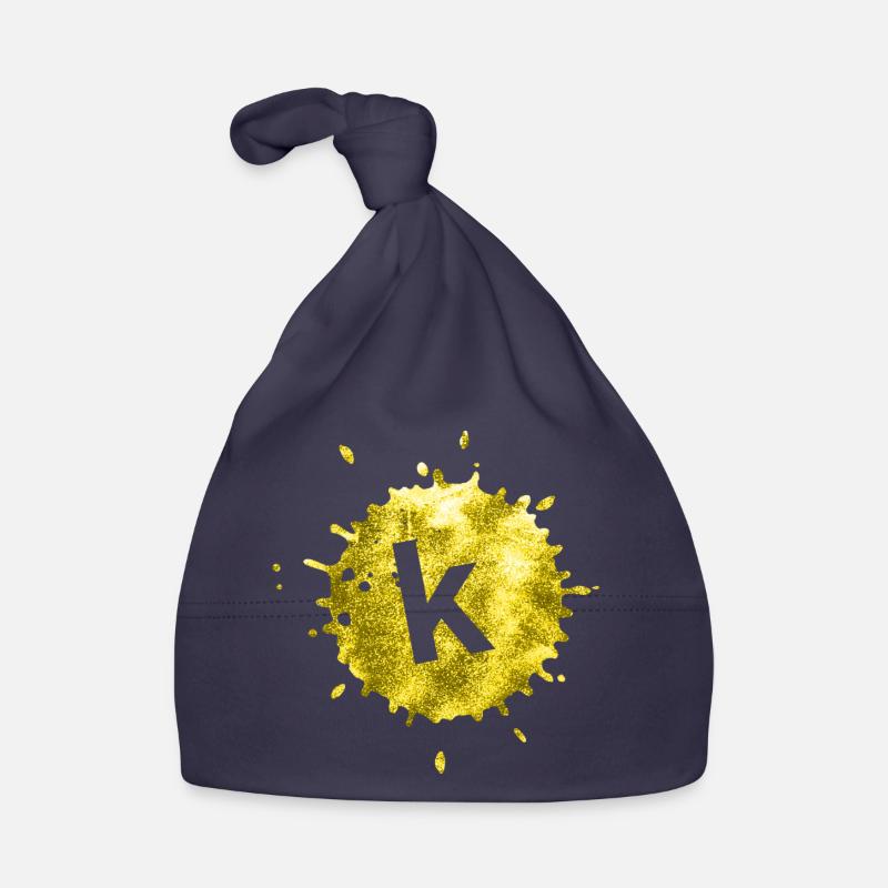 fleck jaune k - Bonnet bio Bébé - marine