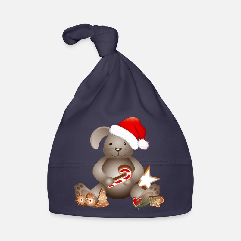 lapin doré pour Noël avec chapeau de Noël Bonnet bio Bébé