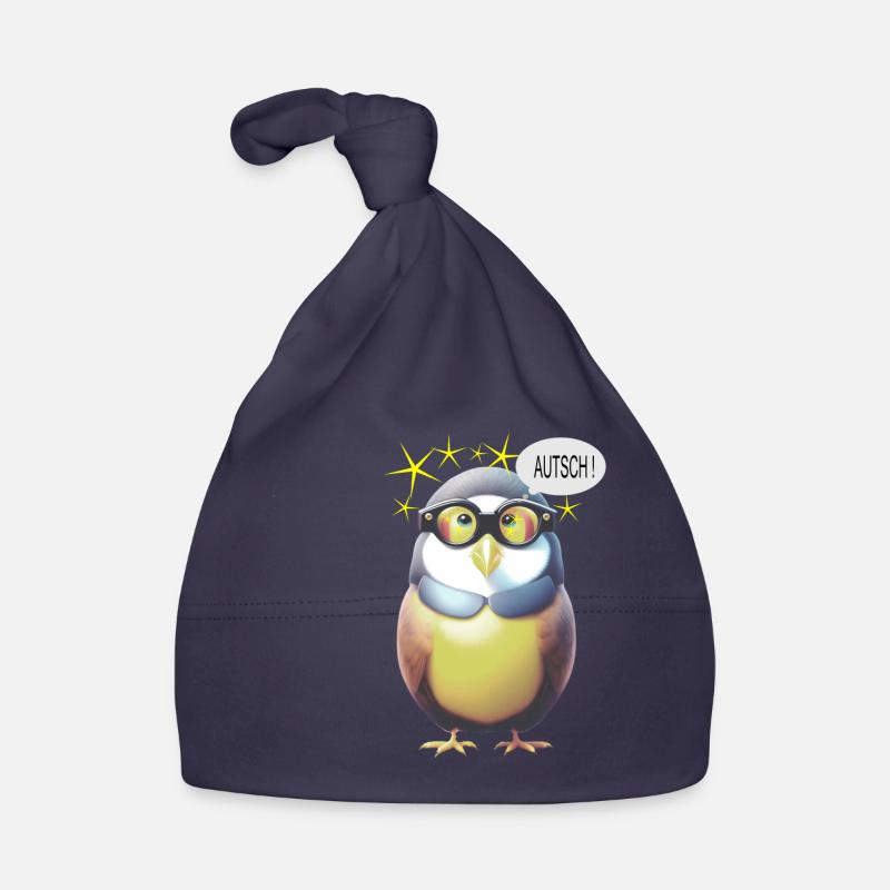 Lustiger Vogel mit Brille Baby Bio-Mütze