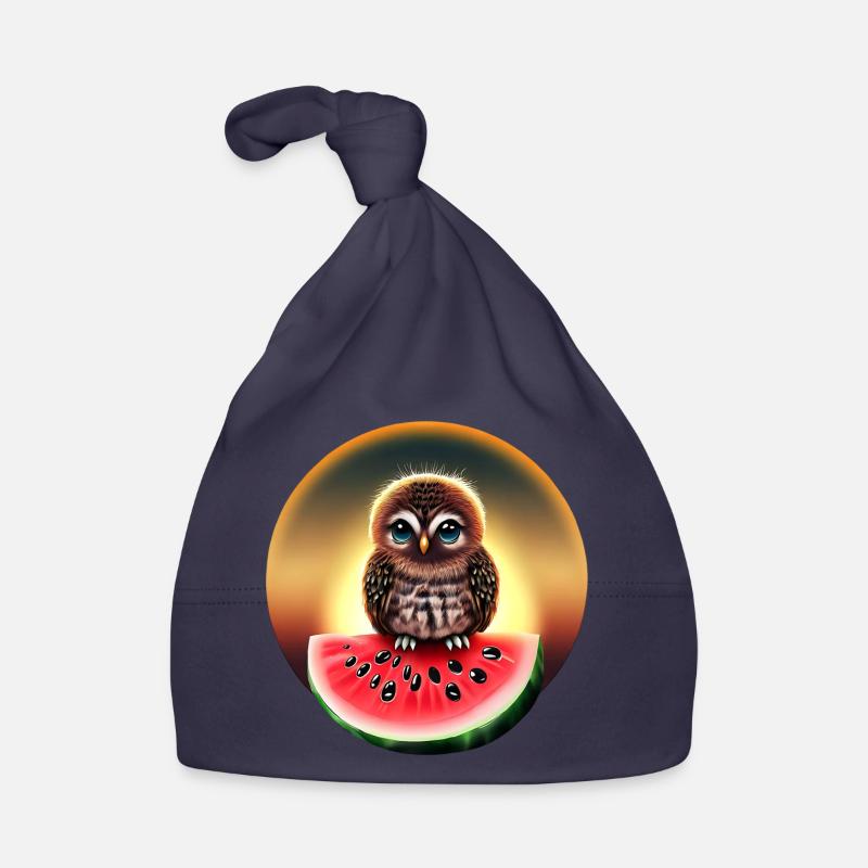 Hibou sur pastèque au coucher du soleil Bonnet bio Bébé
