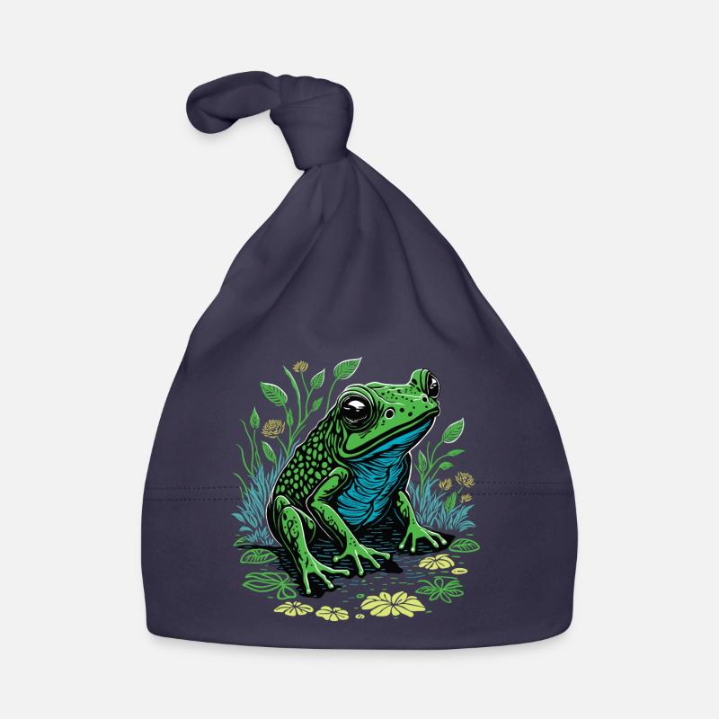 Grenouille Verte - Bonnet bio Bébé - marine