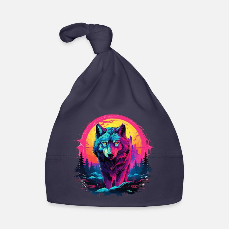 Wolf Wolf Head Wolves Wolf Pack Nature Neon Colorful Organic Baby Cap