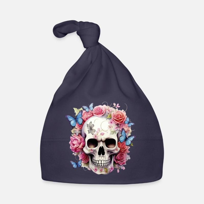 Crâne Crâne Roses Fleurs Papillons Bonnet bio Bébé