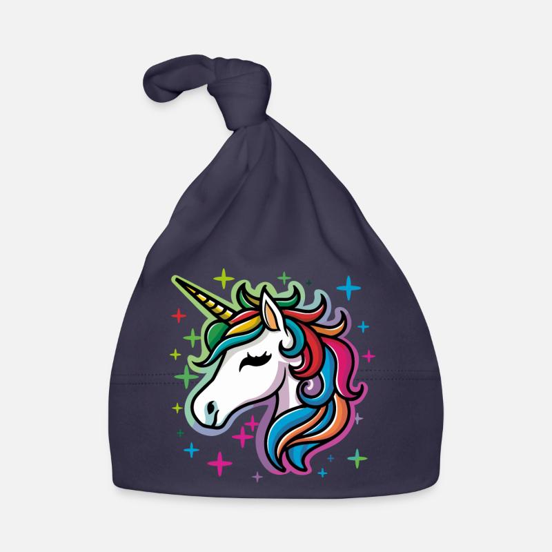 Licorne - Bonnet bio Bébé - marine