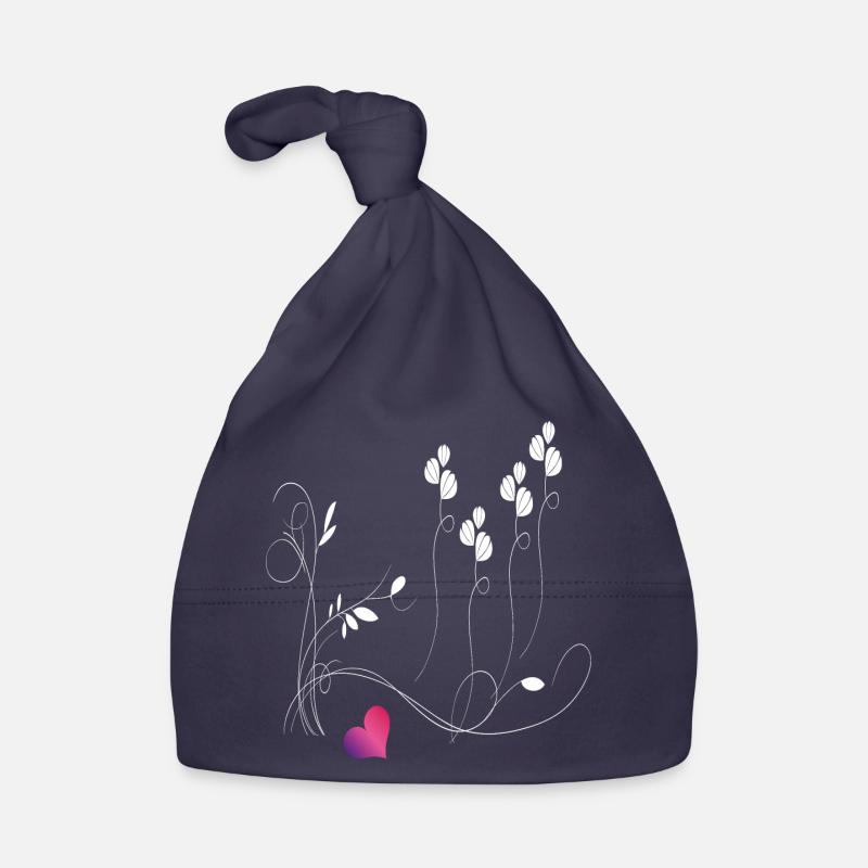 vrille de fleur blanche avec coeur Bonnet bio Bébé