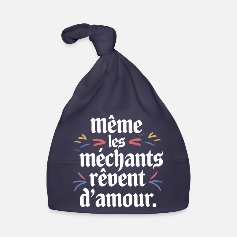 Même les méchants rêvent d'amour - Bonnet bio Bébé - marine