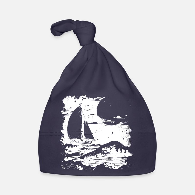 Sailing Drawing Organic Baby Cap