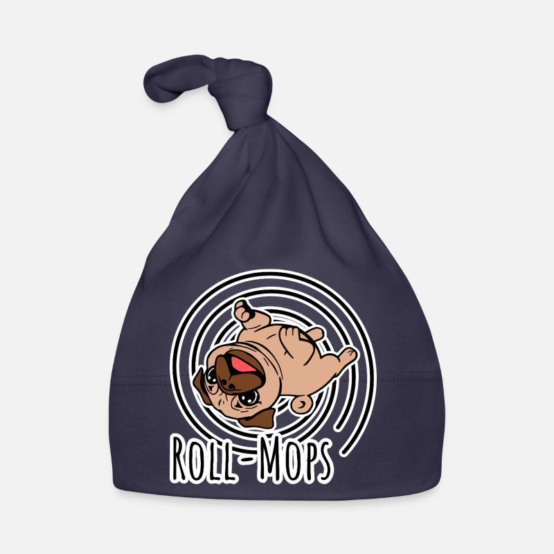 Rollender Mops - Ein Roll-Mops - Baby Bio-Mütze - Navy