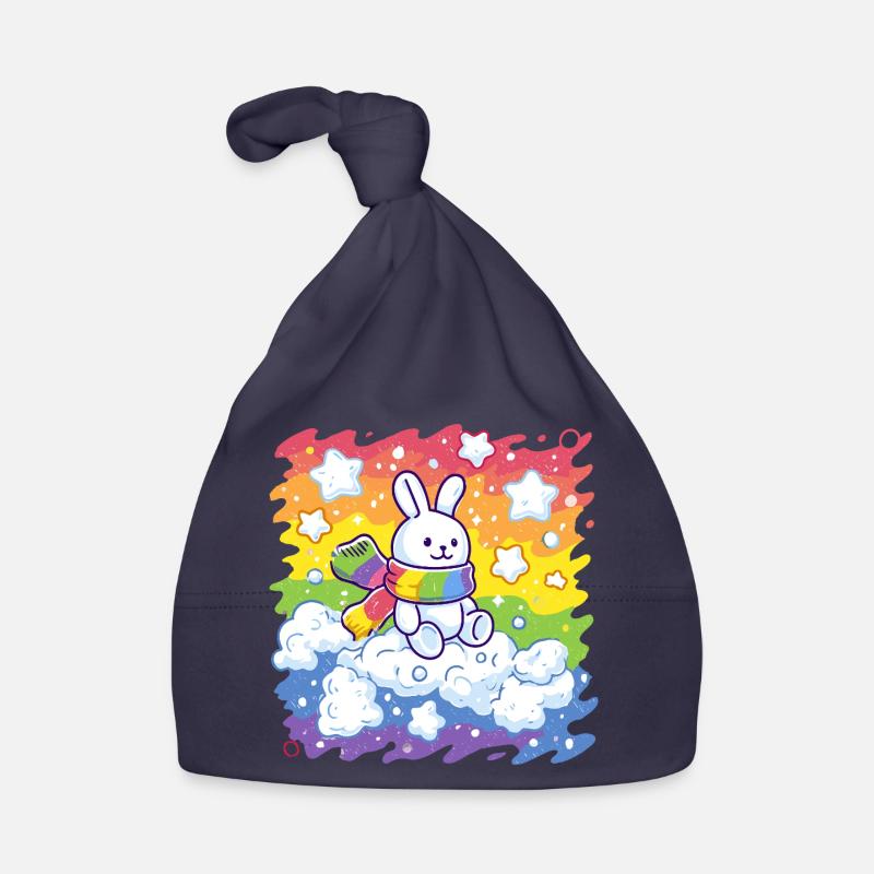 Rainbow bunny on cloud Organic Baby Cap