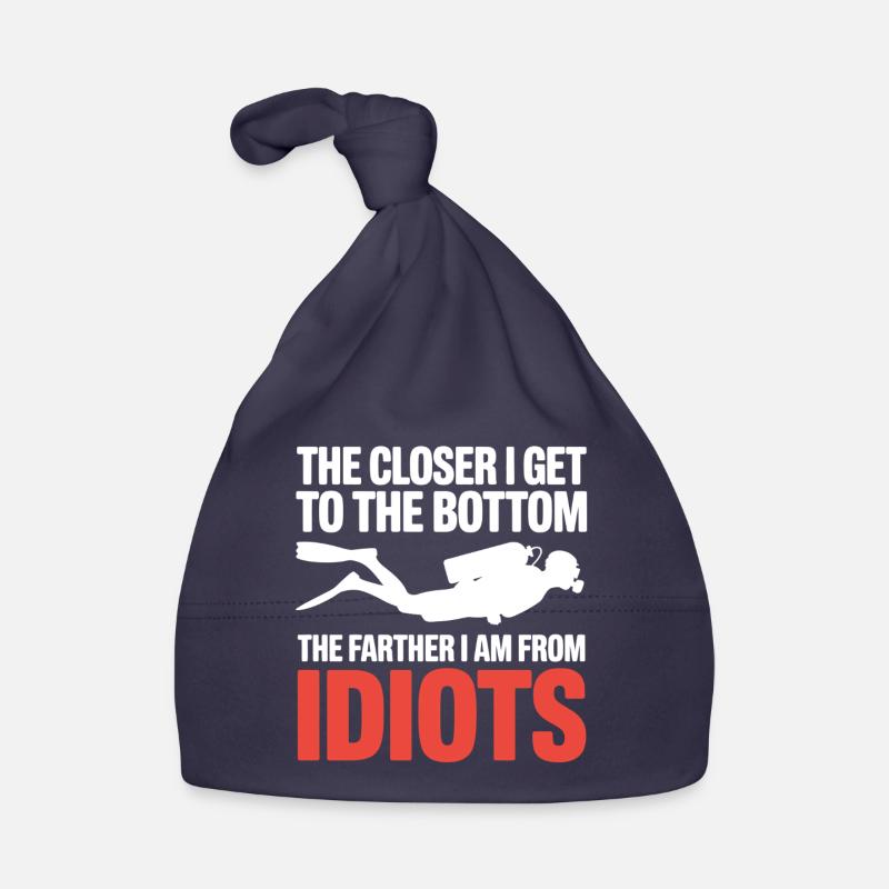 Plongée en bas : Plus proche plus loin des idiots - Bonnet bio Bébé - marine