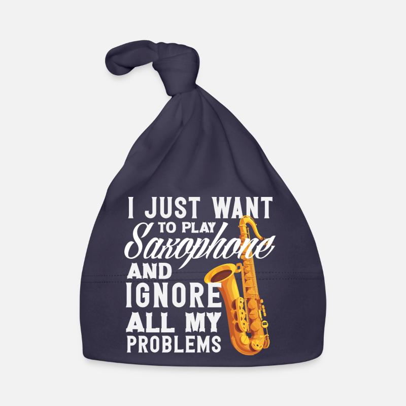 Playing the Saxophone Ignoring All Problems Organic Baby Cap
