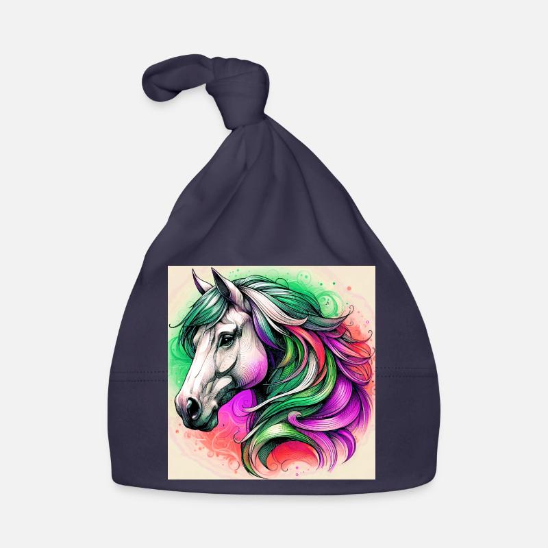 cheval - Bonnet bio Bébé - marine