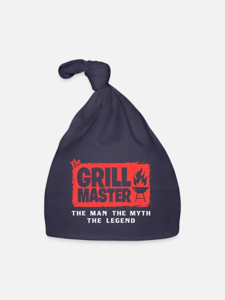The Grillmaster BBQ Grilling Cult Saying - Organic Baby Cap - navy - Front