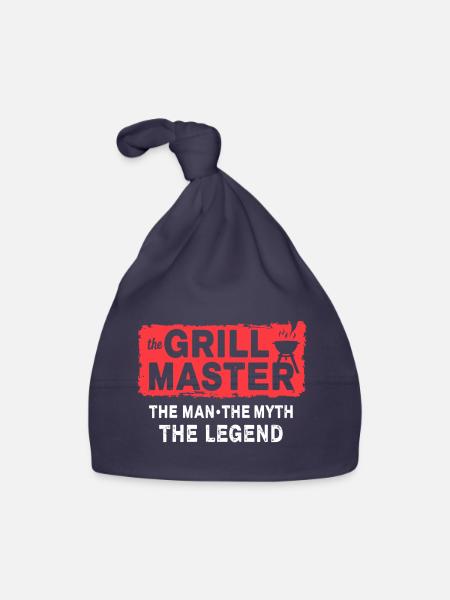The Grillmaster BBQ Grilling Cult Saying - Organic Baby Cap - navy - Front