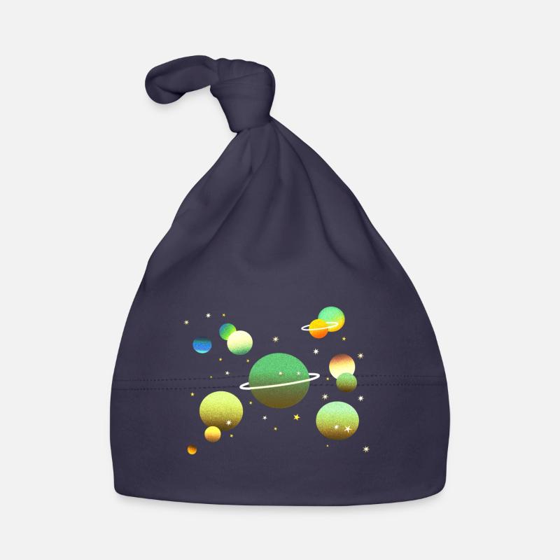 Galaxie spatiale Planète Étoiles - Bonnet bio Bébé - marine