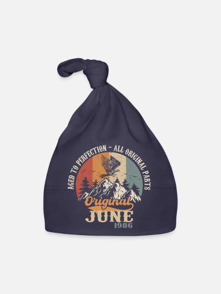 June 1986 Original - Aged To Perfection 1986 June - Organic Baby Cap - navy - Front