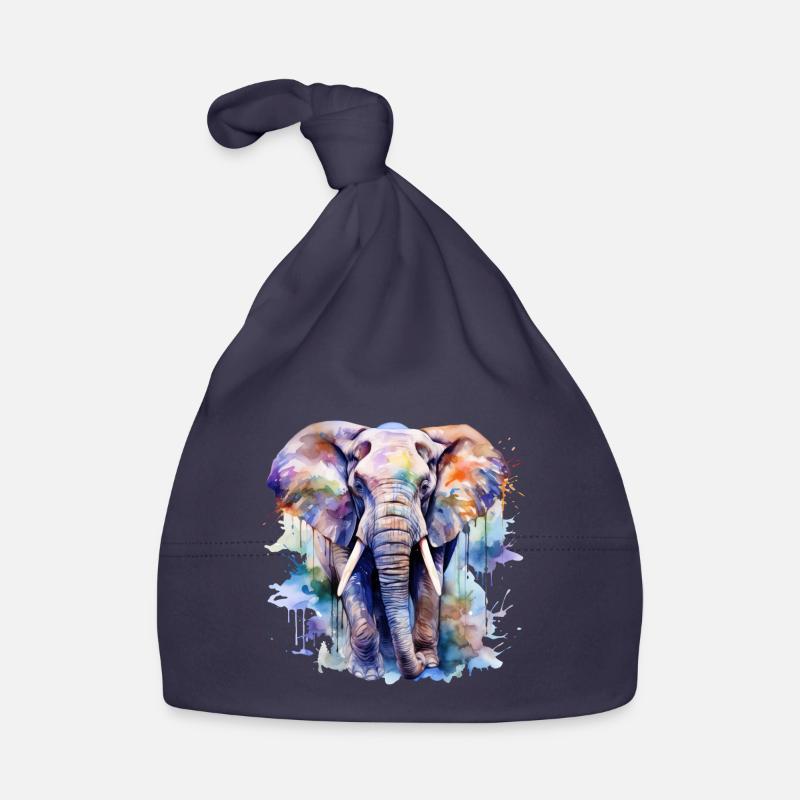 Éléphant, Aquarelle Bonnet bio Bébé