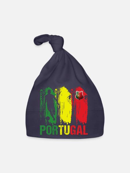Drapeau Portugal cadeau football foot portugais - Bonnet bio Bébé - marine - Devant
