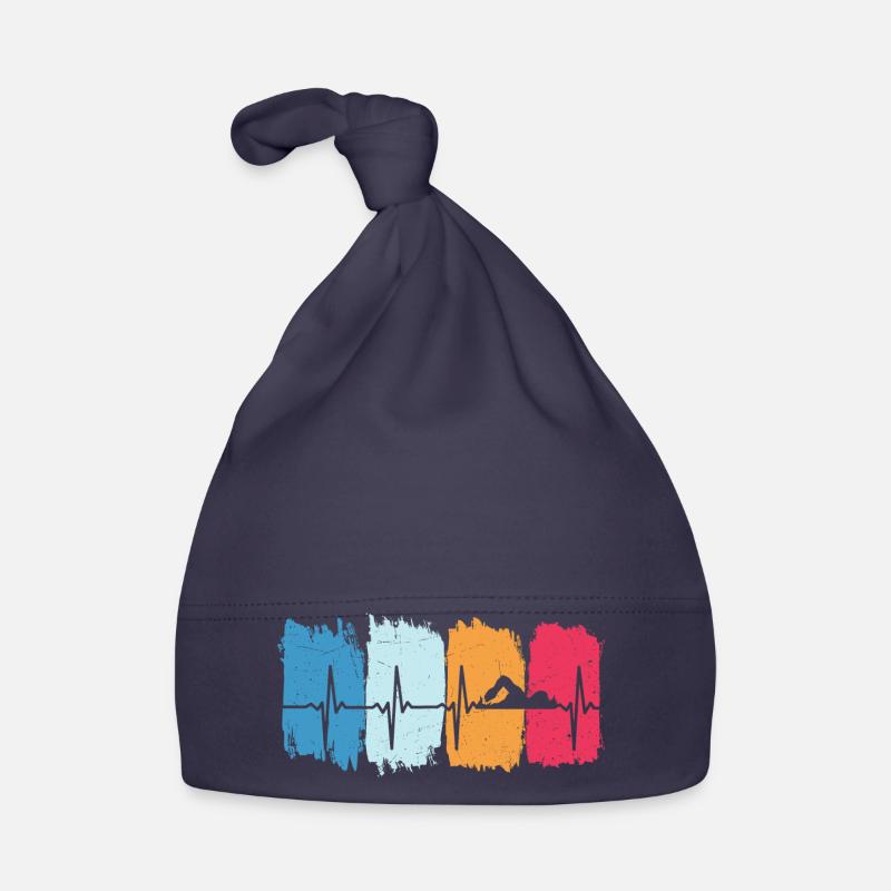 Float retro heartbeat swim Organic Baby Cap
