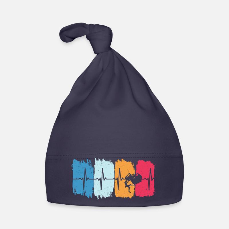 Climber Retro Heartbeat Tshirt Climbing Climbing Organic Baby Cap