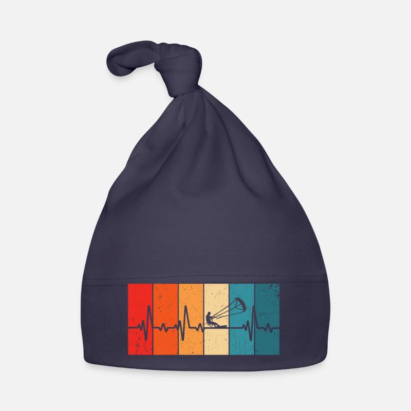 Kitesurf Retro Heartbeat Kitesurfer - Bonnet bio Bébé - marine