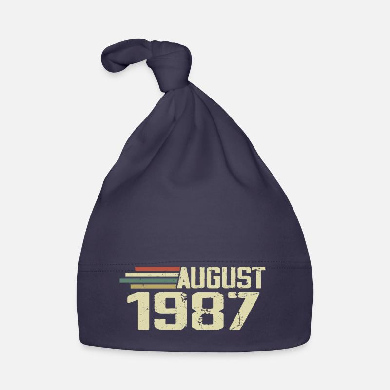 Né Août 1987 Anniversaire Août 1987 Millésime Bonnet bio Bébé