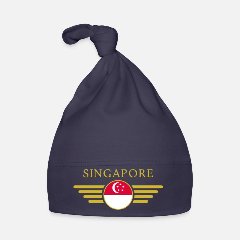 J’aime Singapour, T-shirt design de style élégance - Bonnet bio Bébé - marine
