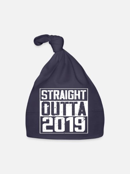 Straight Outta 2019 Retro Geburtstagsgeschenk 2019 - Baby Bio-Mütze - Navy - Vorne