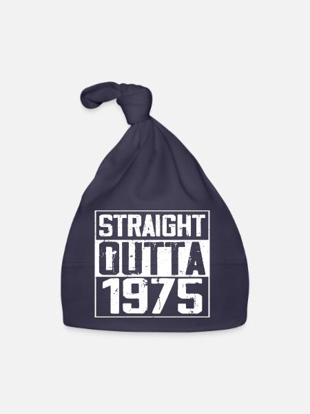 Straight Outta 1975 Retro 1975 Jubiläumsgeschenk - Baby Bio-Mütze - Navy - Vorne