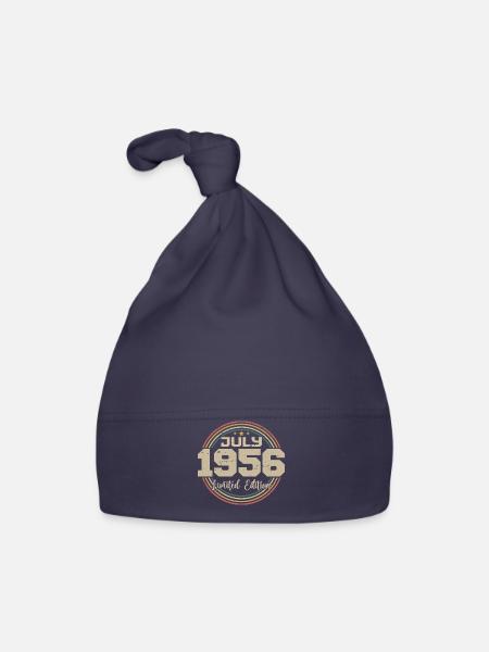 1956 Birthday July 1956 Gift July 1956 - Organic Baby Cap - navy - Front