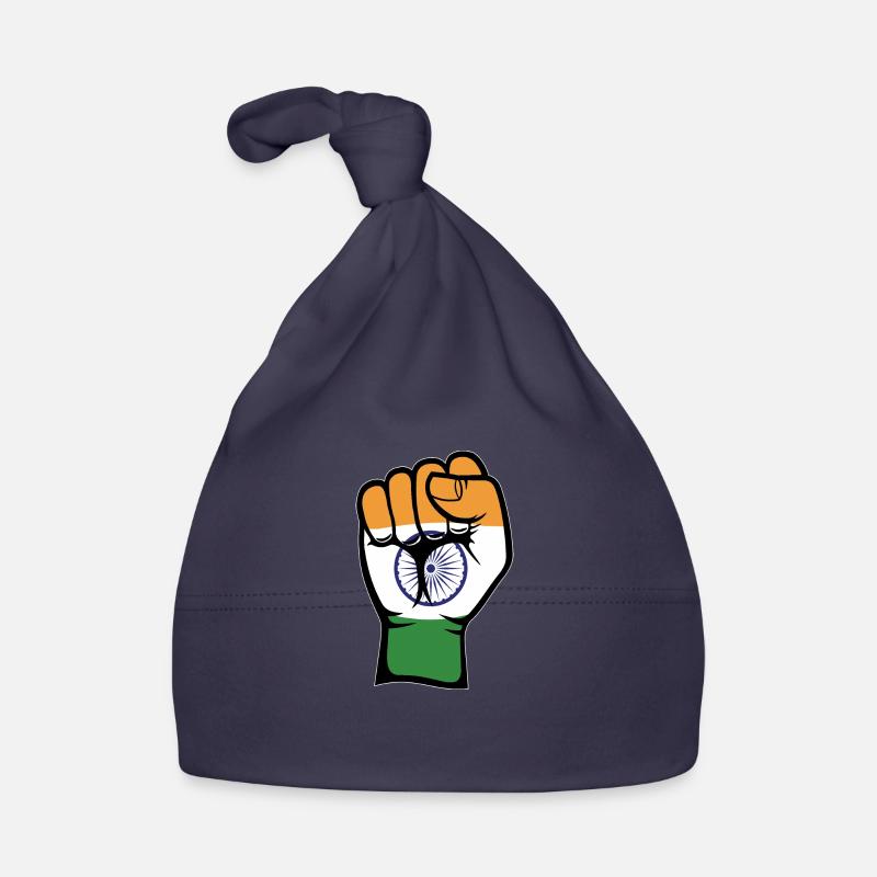 Symbole de la main du poing du drapeau de l’Inde Bonnet bio Bébé