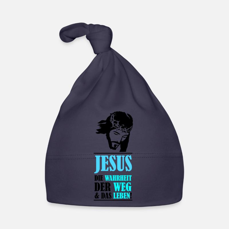 Jésus : la vérité, le chemin et la vie - Bonnet bio Bébé - marine