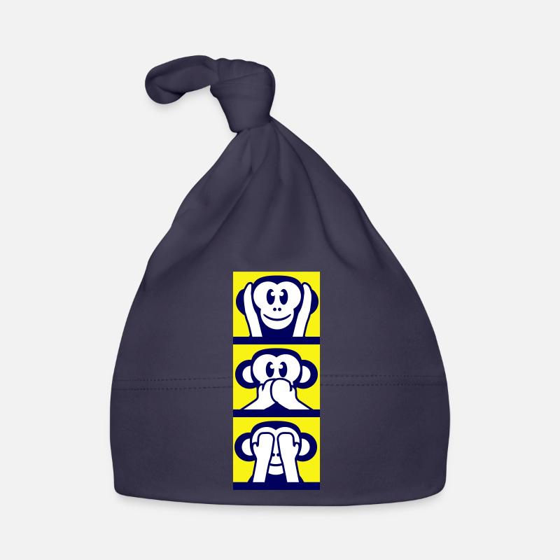 3 Wise Monkeys Hear Nothing Say See Monkey Fun Organic Baby Cap