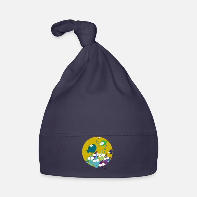 Les poissons vous surveillent - Bonnet bio Bébé - marine
