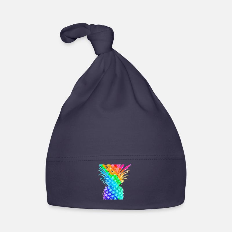 Bunte Ananas Regenbogen cool Geschenkidee - Baby Bio-Mütze - Navy