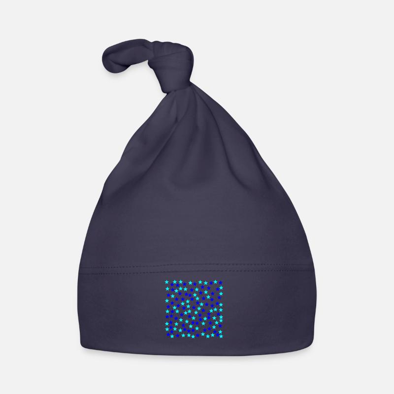 Idée cadeau étoiles bleu clair bleu foncé - Bonnet bio Bébé - marine
