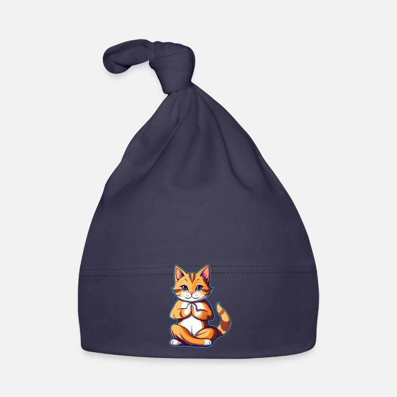 Chat mignon en position de yoga de Bouddha Bonnet bio Bébé