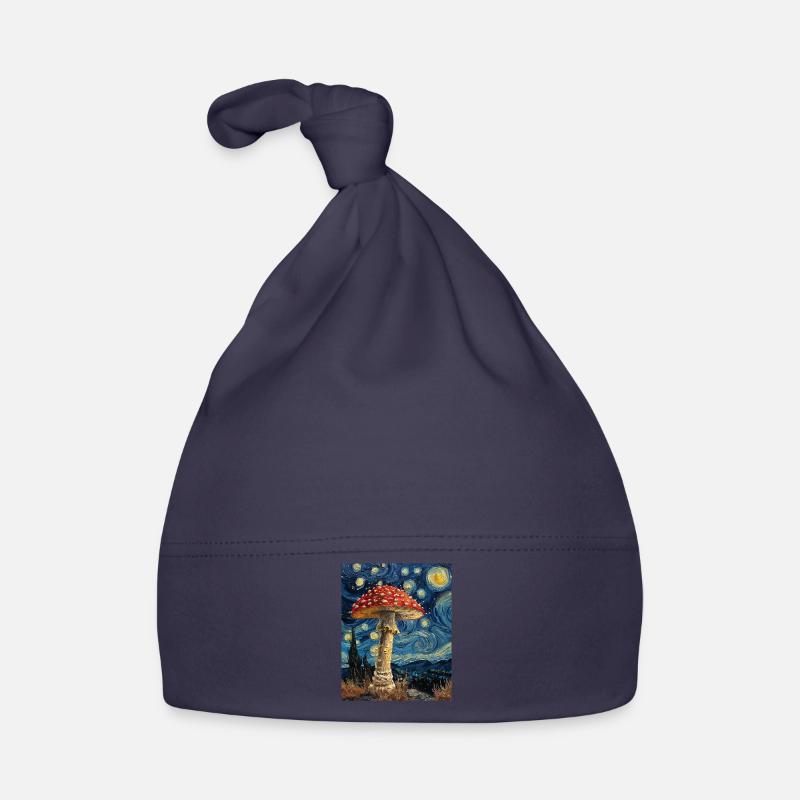 Champignon Nuit étoilée - Bonnet bio Bébé - marine