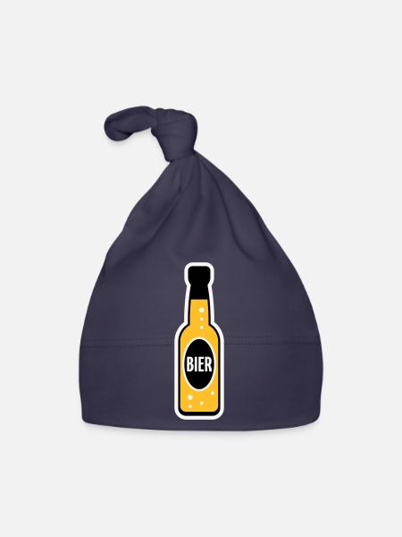 Bierflasche (Bier / Bierchen / NEG 3C) - Baby Bio-Mütze - Navy - Vorne