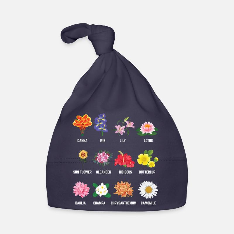 Cadeau de fleuriste graphique de belles fleurs botaniques Bonnet bio Bébé