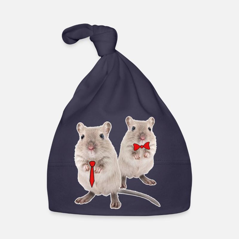 Drôle de souris de course avec cravate & mouche Bonnet bio Bébé