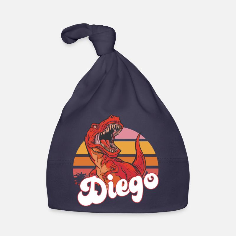 DIEGO - Beau prénom de garçon avec T-REX Dino Bonnet bio Bébé