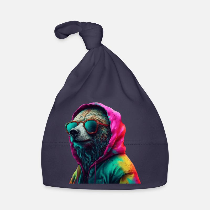 Bear with Sunglasses Colorful Cool Bears Forest Animal Organic Baby Cap