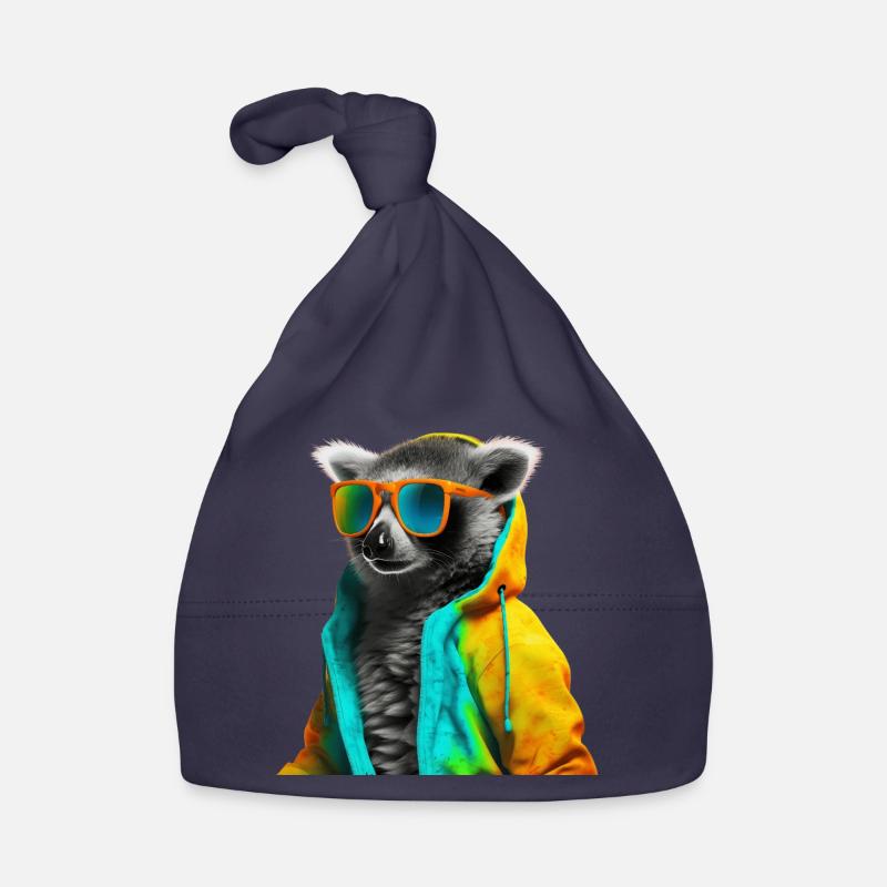 Lemur mit Sonnenbrille Bunt Cooler Katta Waldtier Baby Bio-Mütze