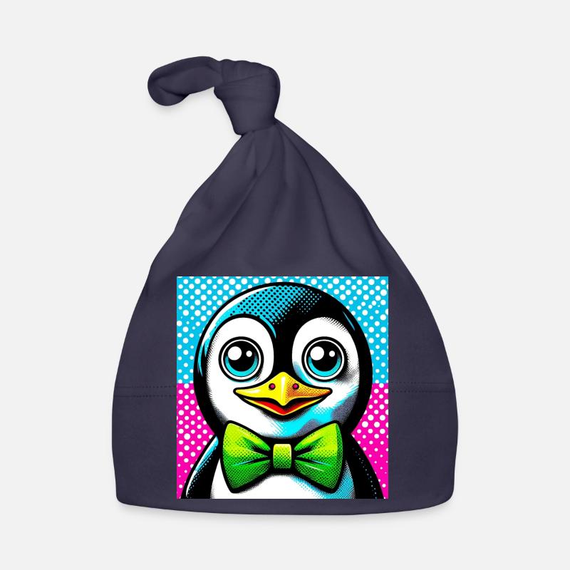 Pinguin mit Fliege Pop Art Baby Bio-Mütze