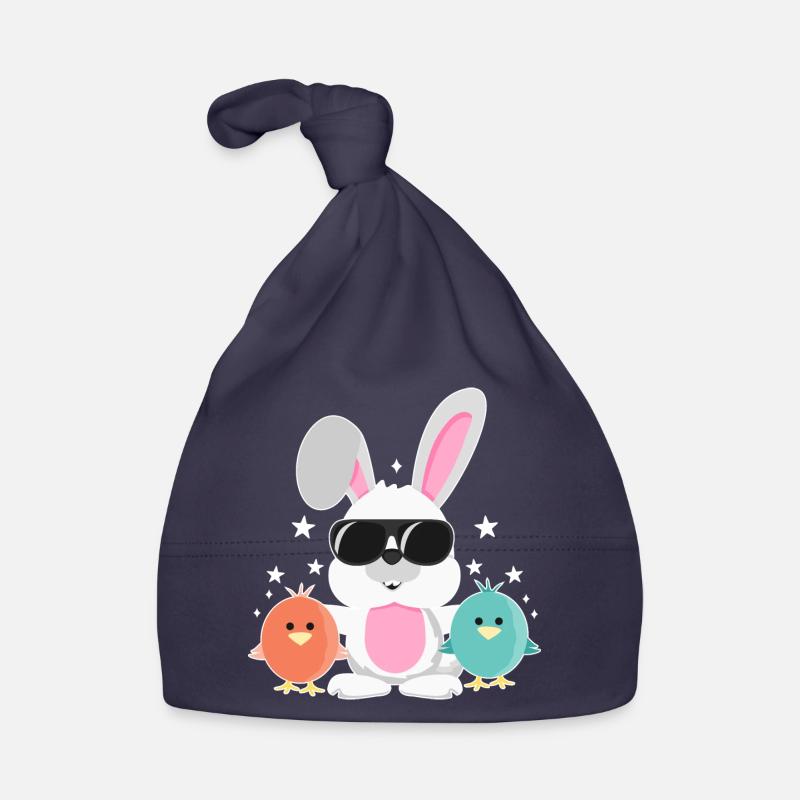 Bunny with Sunglasses, Chick, Rabbit, Easter Bunny - Organic Baby Cap - navy