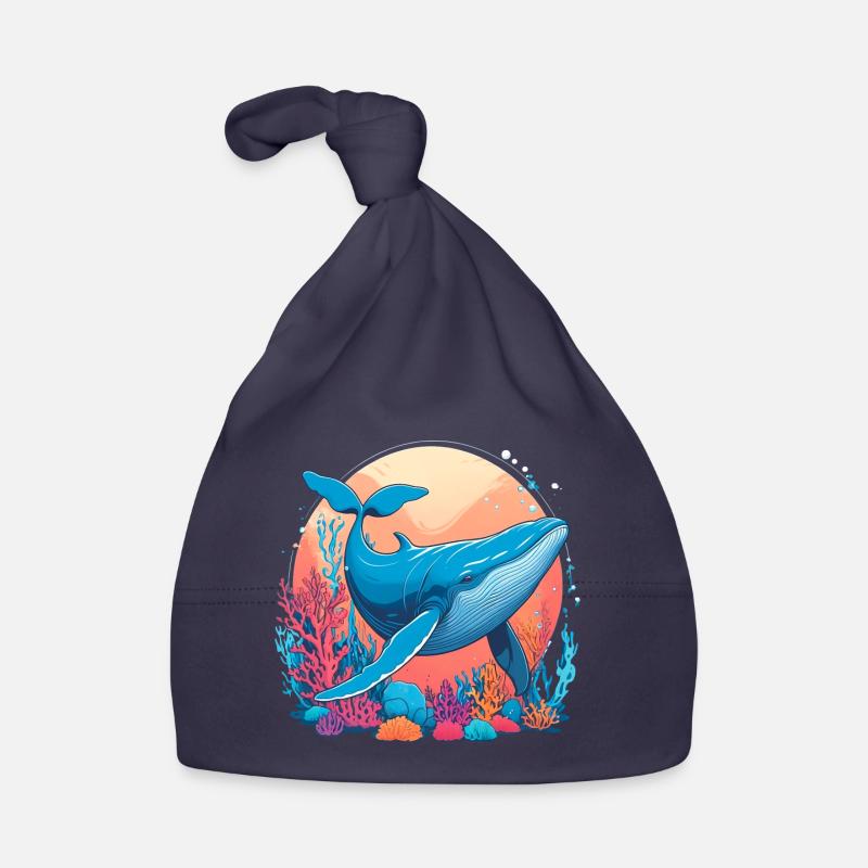 Blue Whale Drawing Organic Baby Cap